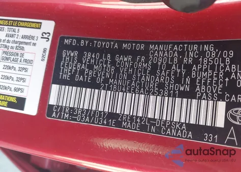 2010 Toyota Corolla S z USA, uszkodzony, nr VIN 2T1BU4EE6AC253811